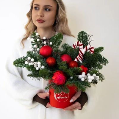 Композиция новогодняя из нобилиса "Праздник к вам приходит" N 90868