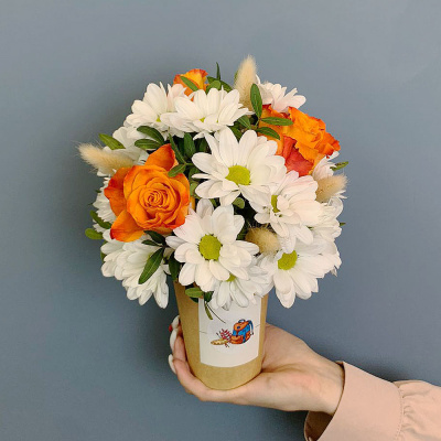 Стаканчик с хризантемой и розами N 66997