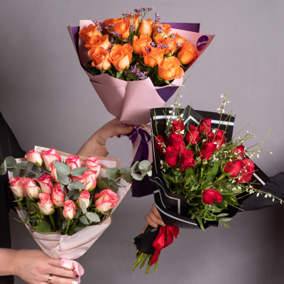 Букет из Кенийских оранжевых роз 15 шт. N 28447-Ор