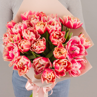 Букет из 25 пионовидных тюльпанов колумбус 46327